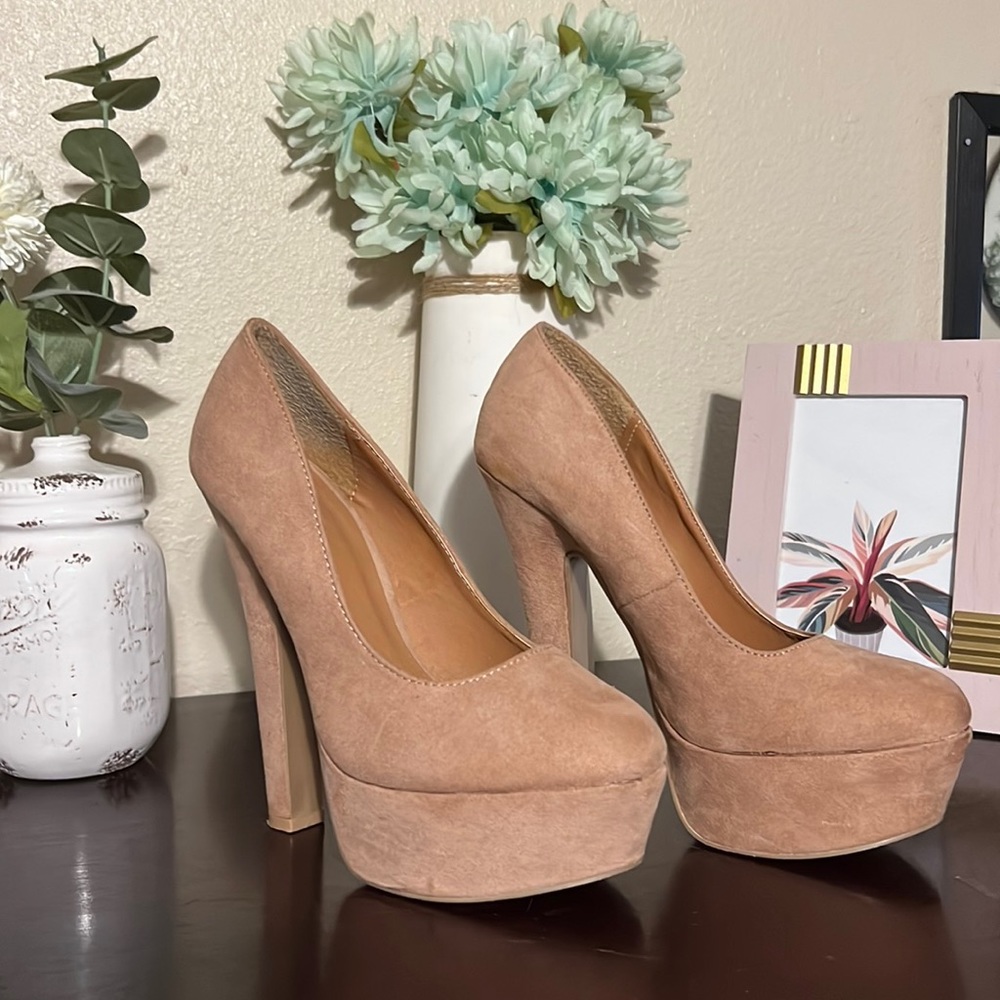 Nude Suede Pumps